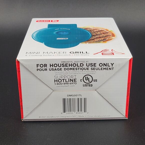 Dash Mini Maker Grill Nonstick 350 Watts Teal Open Box - Picture 3 of 5